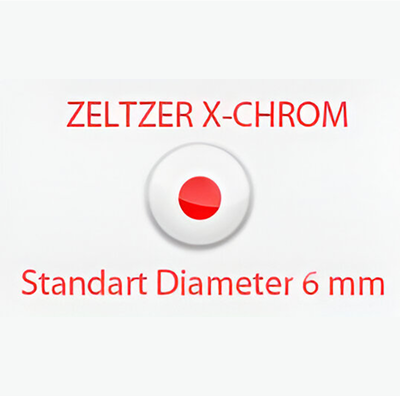 Text on image: "ZELTZER X-CHROM Standart Diameter 6 mm" with a red dot in the center.